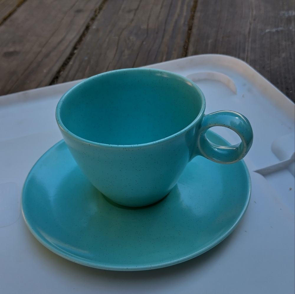 Set Monterey California Speckled Blue Cup and Saucer